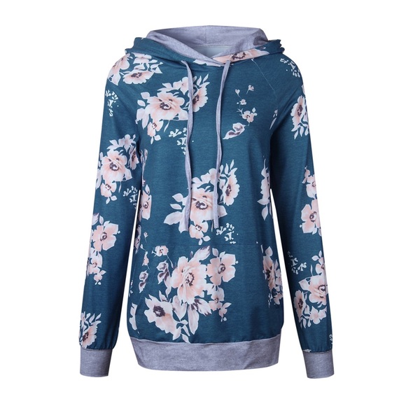 Blue floral hoodie - Picture 3 of 6